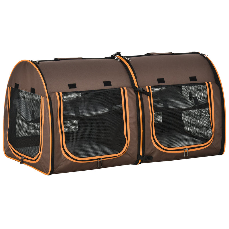 Large Portable Double Cat Pet Carrier Kennel Bag Oxford Travel Car Seat