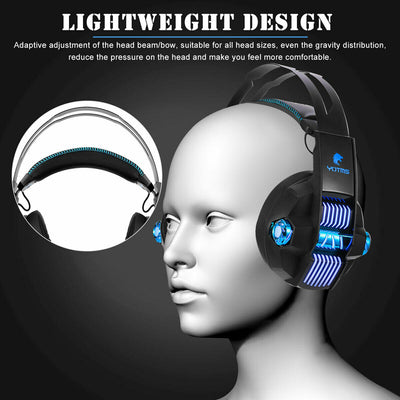 LED Gaming Headset Xbox One/PS4/PC Surround Sound Stereo w/ Noise Canceling&Mic