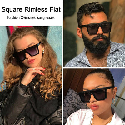 UV400 Flat Top oversized Shield Sunglasses / Trending Big Square Celeb Retro CA