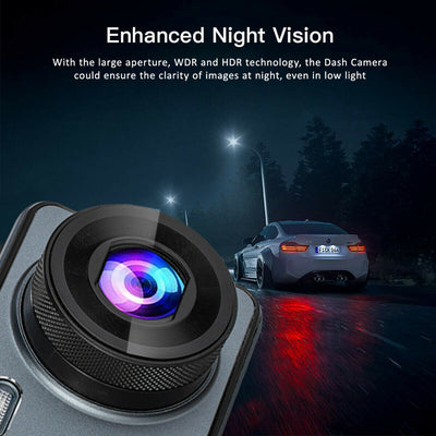 1296P HD Car Dashboard Camera Front and Rear - SUPER Night Vision, G-Sensor, WDR