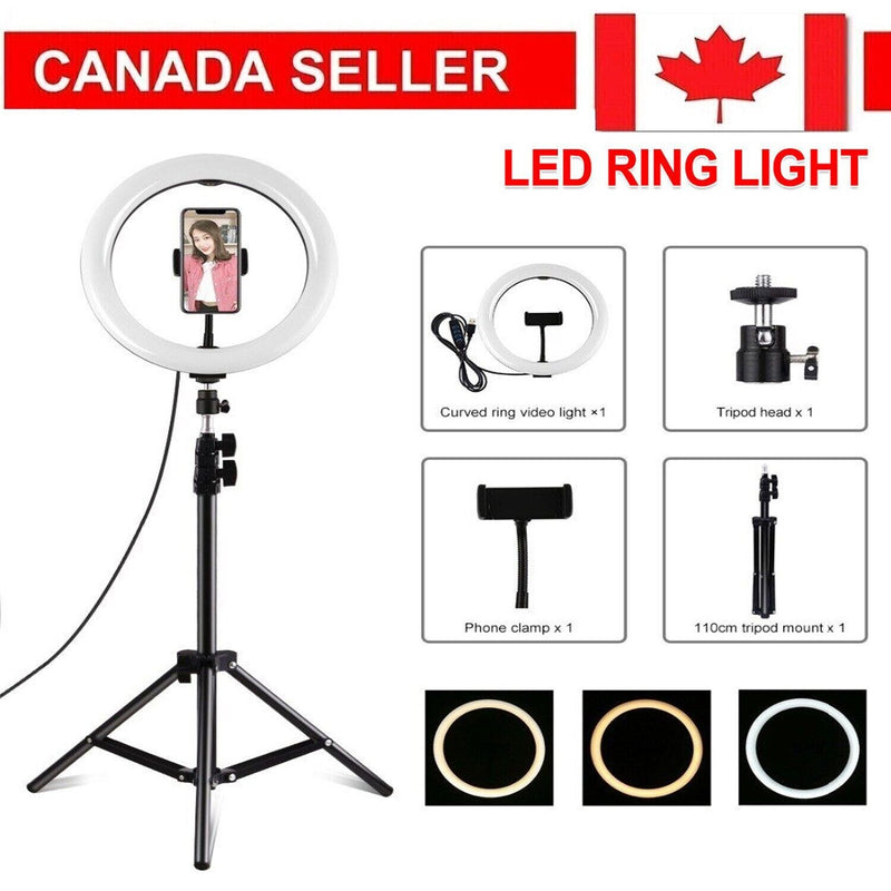 Selfie Ring Light With Tripod Stand and Phone Holder LED Makeup Circle Lamp CA
