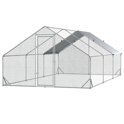 10&apos; x 20&apos; 6.5&apos; Chicken Coop Cage, Outdoor Hen House w/Cover &amp; Lockable Door 196393165867