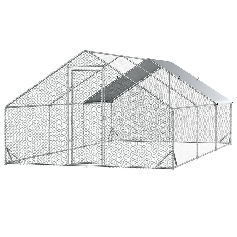 10&apos; x 20&apos; 6.5&apos; Chicken Coop Cage, Outdoor Hen House w/Cover &amp; Lockable Door 196393165867