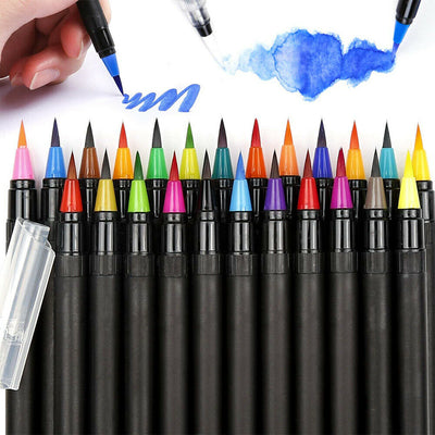 24 Colors Watercolor Brush Pens Nontoxic for Drawing Calligraphy Coloring, CA