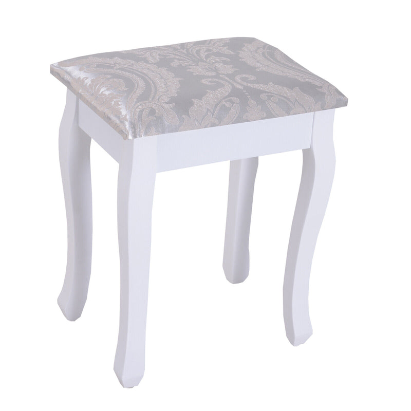 2-PC Dressing Table Set Vanity Makeup Desk Mirror Stool 5 Drawers Bedroom White