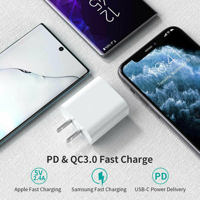 Portable & Safe Super Fast Charging PD 18W Wall Charger for Galaxy Note10+ / S20