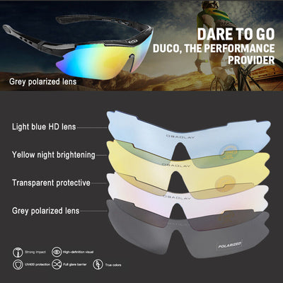Sports Glasses with 5 Interchangeable HD Lenses-Anti Explosion,Scratch Resistant