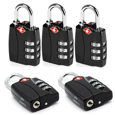 TSA Luggage Locks - 3 Digit Combination Steel Padlocks for Suitcases & Baggage