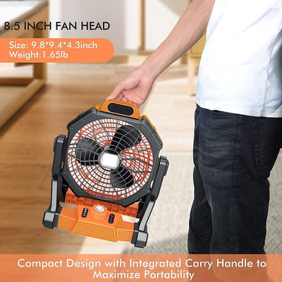 Outdoor Portable Camping Tent Fan with LED Light Rechargeable Cordless Tent Lamp