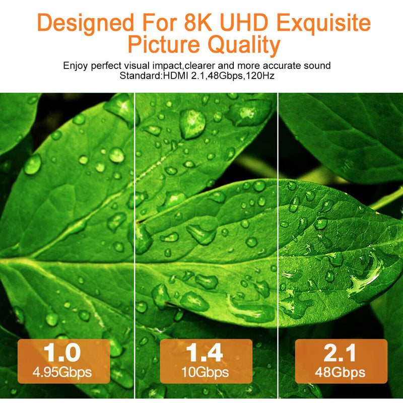 8K HDMI 2.1 Cable 120Hz/60Hz Compatible with All TVs, BluRay, Xbox Series X, PS5
