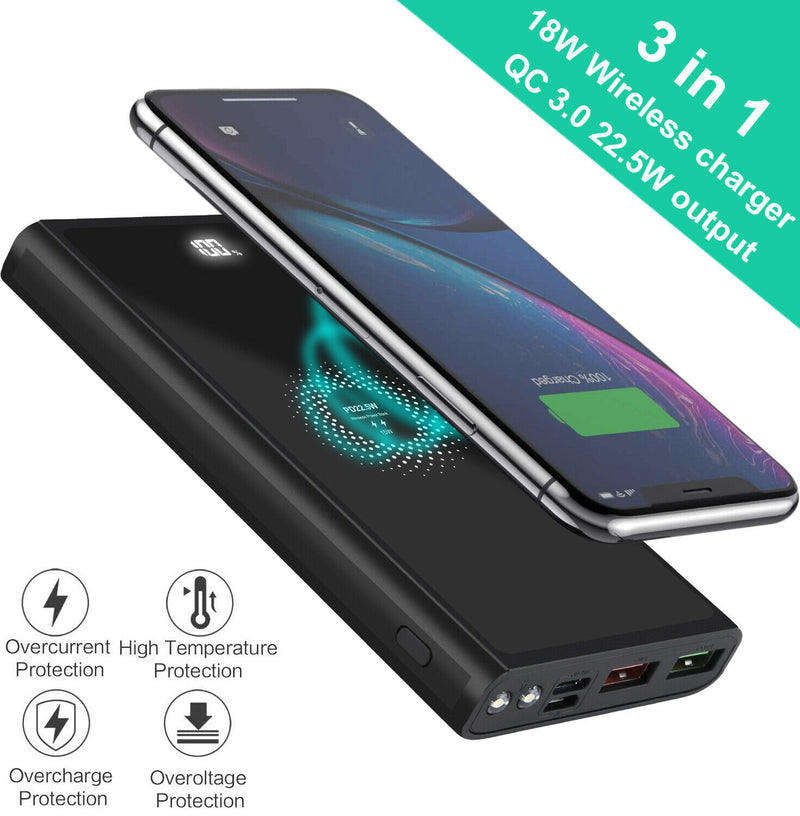 15W Qi Fast Charge 10000 mAh Power Bank with Type-C In / Output and LCD Display