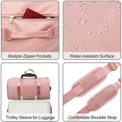 Women Gym Duffle Bag With Swimming Set - Bathing Suits & PU Coated Cap & Goggles