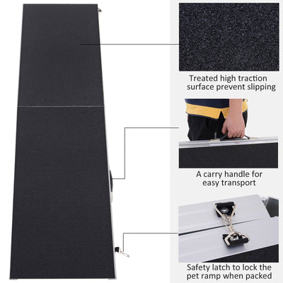 Folding Dog Ramp Lightweight Aluminium Alloy Frame Portable with Carry Handle 842525139489
