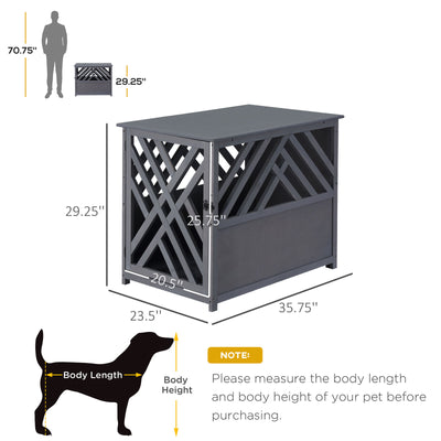 Natural Fir Wood Dog Cage Indoor Use Villa for Pet Secured and Solid, Grey 842525112499