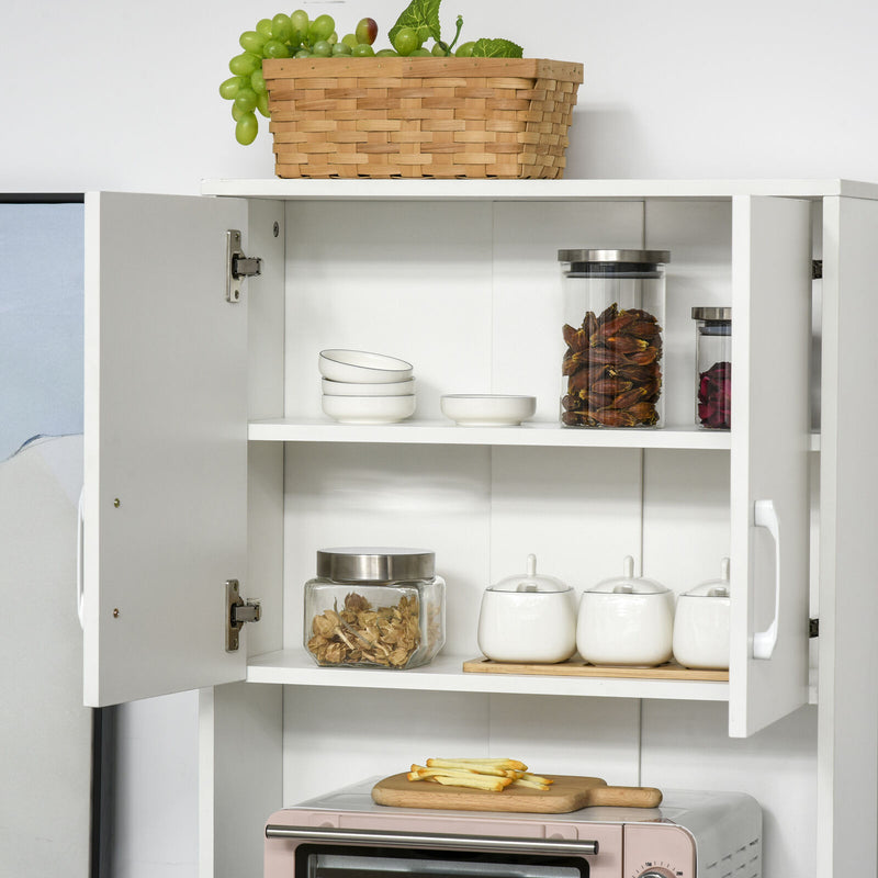 Modern Pantry Cabinet Storage Cupboard with Open Countertop for Kitchen, White