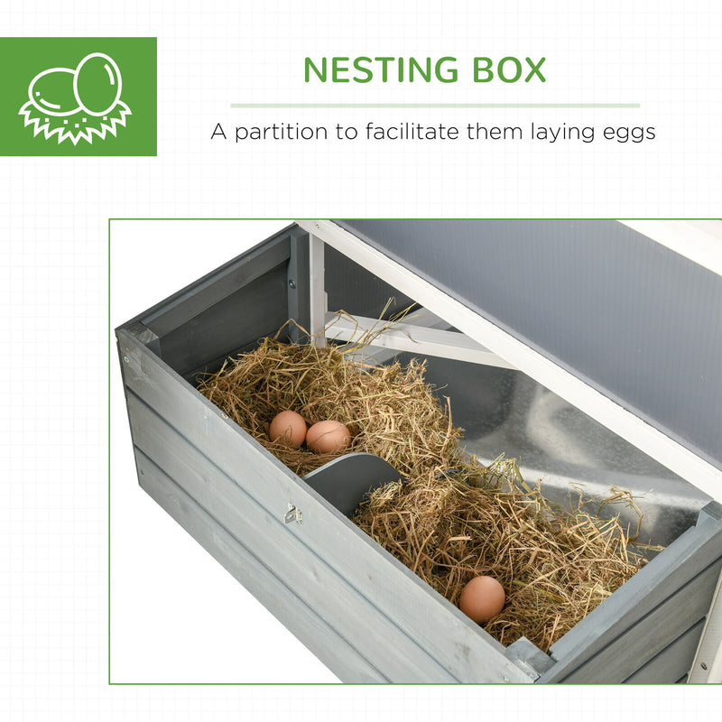 64&quot; Wooden Chicken Coop Hen House with Openable Hollow Sheet Roof Tray
