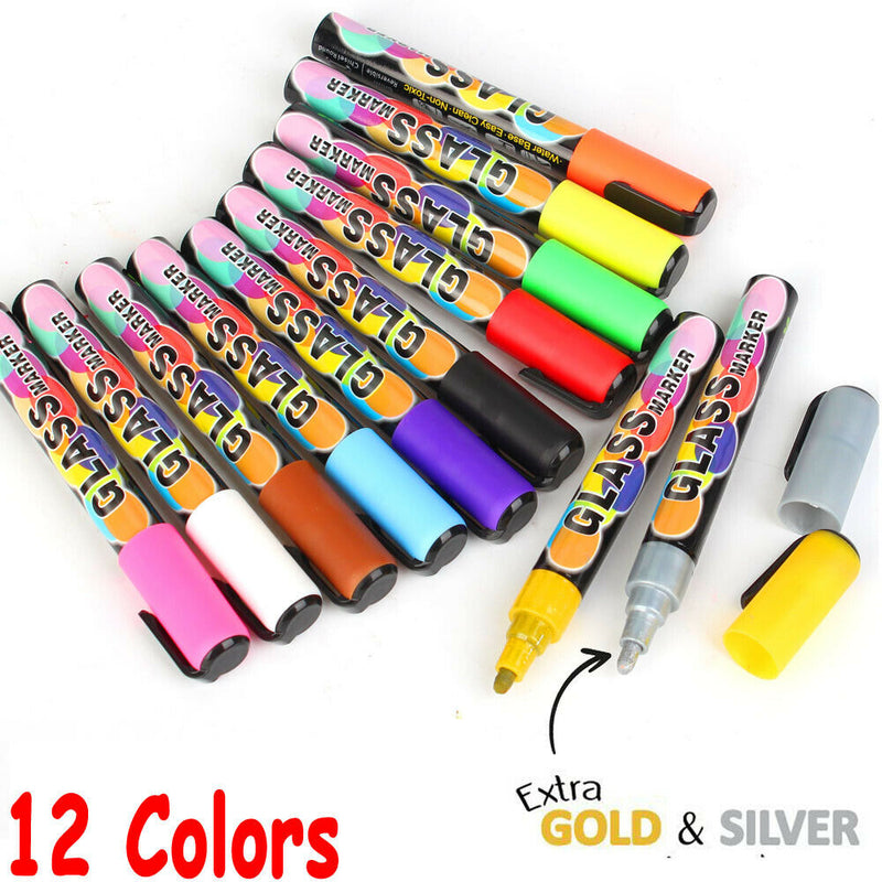 Liquid Chalk Markers - Non Toxic Extra Gold & Silver Included for Glass, Windows
