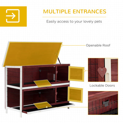 Pawhut 54&quot; 2 Story Large Elevated Wooden Rabbit Hutch Yard Bunny Cage w/ Tray