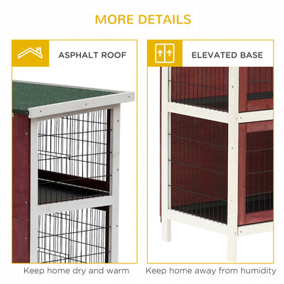 Pawhut 54&quot; 2 Story Large Elevated Wooden Rabbit Hutch Yard Bunny Cage w/ Tray