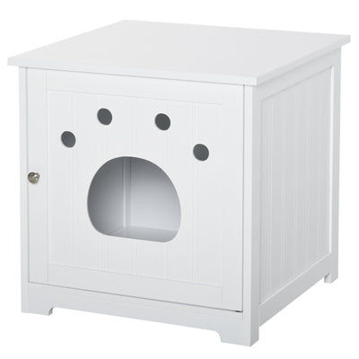Cat Washroom Pet Litter Box Enclosure Kitten House End Table Hideaway Cabinet