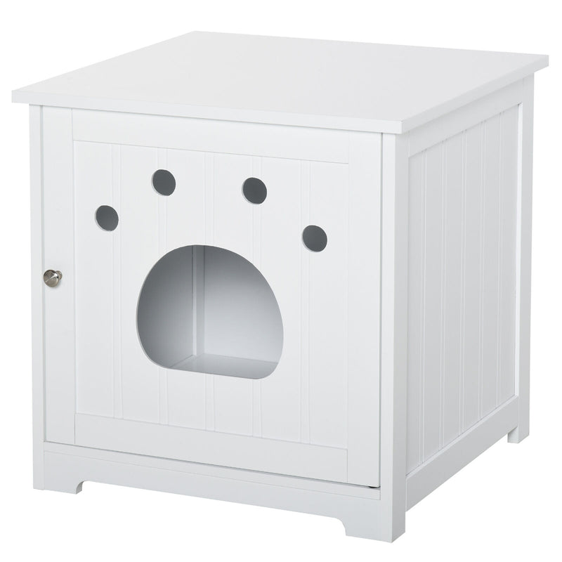 Cat Washroom Pet Litter Box Enclosure Kitten House End Table Hideaway Cabinet
