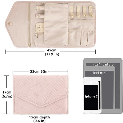 Portable & Practical Pink Jewelry Organizer Roll And 9 Pairs Vivid Stud Earrings