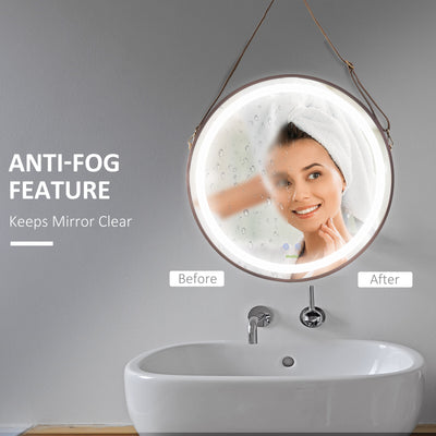 kleankin Modern LED Bathroom Mirror, Dimmable Vanity Mirror w/ Anti-fog Bedroom