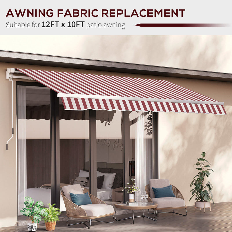 11&apos; x 10&apos; Retractable Awning Fabric Replacement UV Protection Canopy Red &amp; White