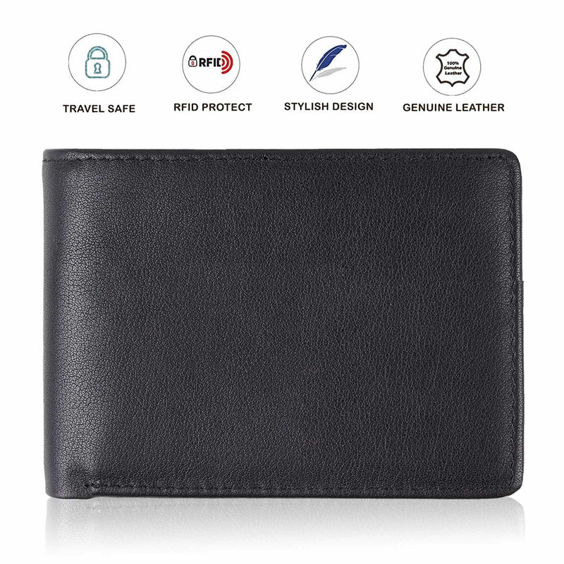 Luxury Mens Slim Front Pocket Wallet ID Window Card Case with RFID Blocking CA