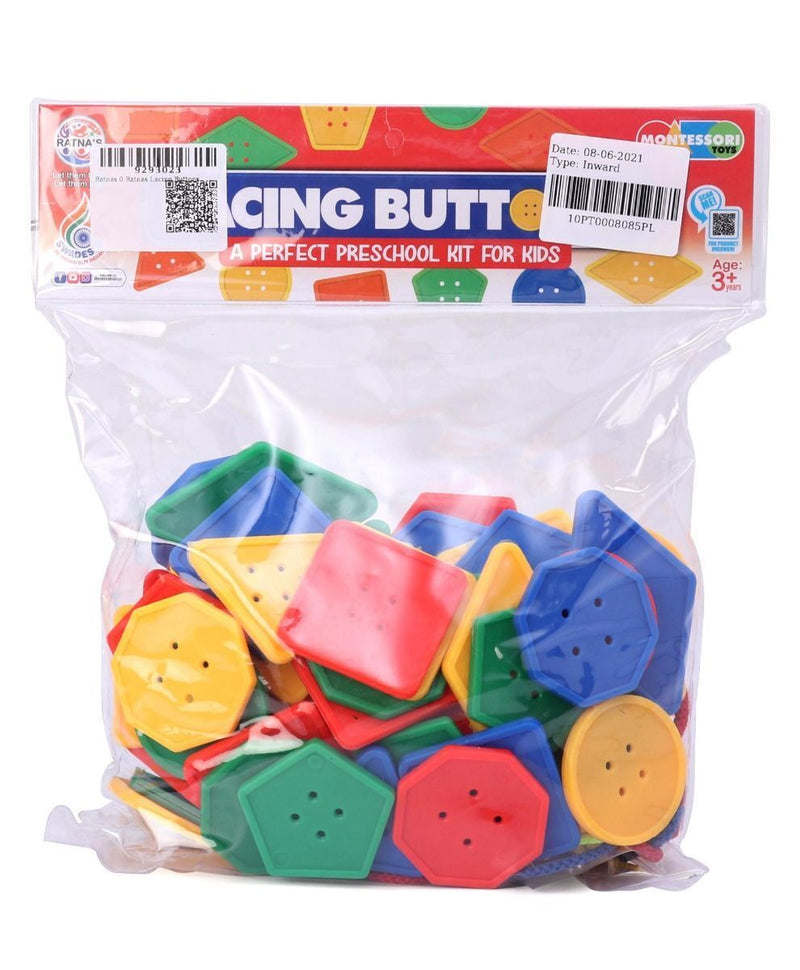 80x Large Sorting Buttons &amp; 4 Threading Laces Education Early Learning Game CA