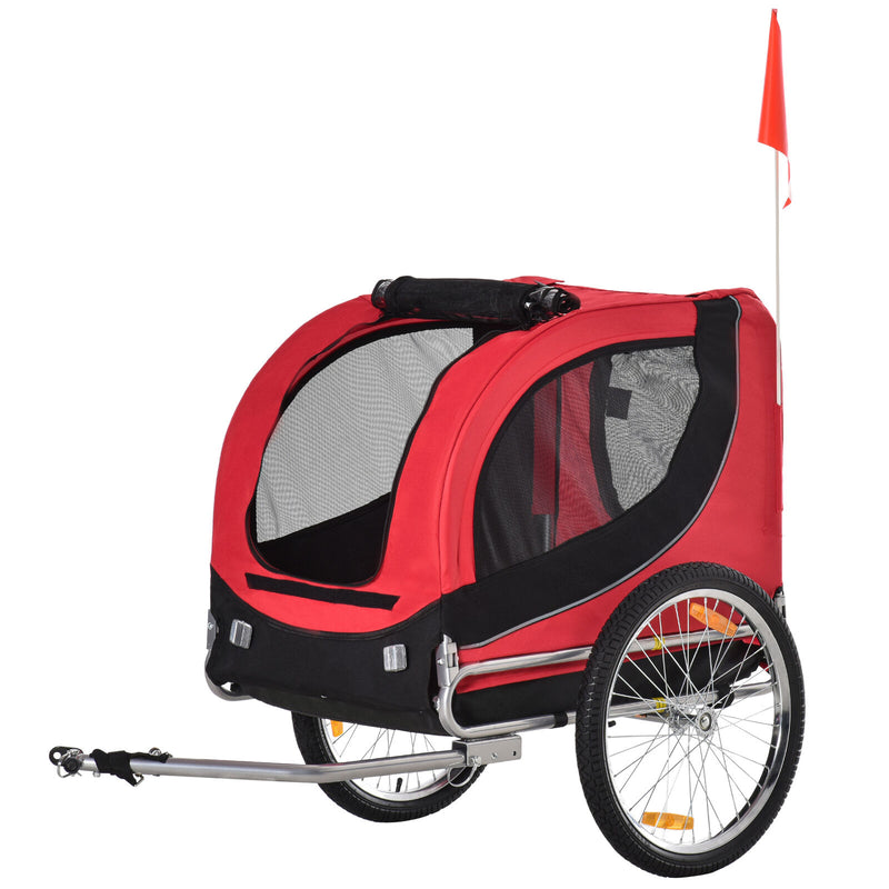 Pet Bike Trailer Dog Cat Travel Carrier Foldable Red