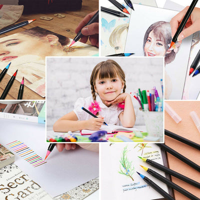 24 Colors Watercolor Brush Pens Nontoxic for Drawing Calligraphy Coloring, CA