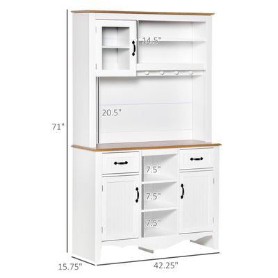 HOMCOM Kitchen Buffet Hutch Cupboard with Utility Drawer, and 3 Door Cabinets