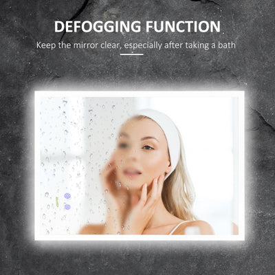 kleankin LED Bathroom Mirror, Wall Mounted Lighted Vanity Mirror w/ Smart Touch