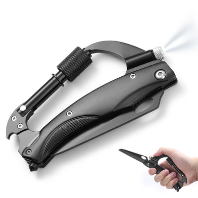 Multitool Carabiner with Knife,LED Light,Bottle Opener,Glass Breaker,Screwdriver