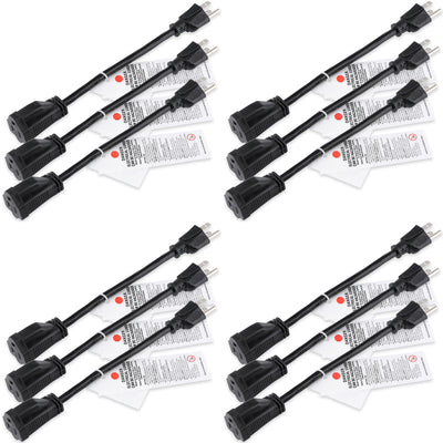 UL&CUL Listed 6inch Power Extension Cord, Universal 3 Prong 125V 13A Cable-Black
