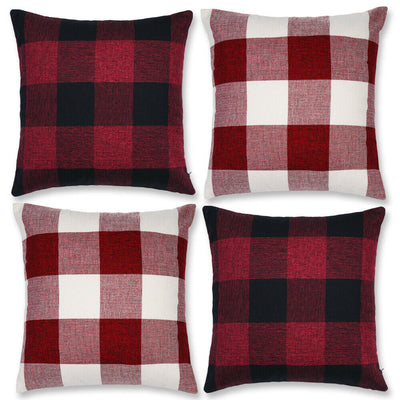 Decorative Square Checker Plaid Cotton Linen Throw Pillow Cover-Classical Design