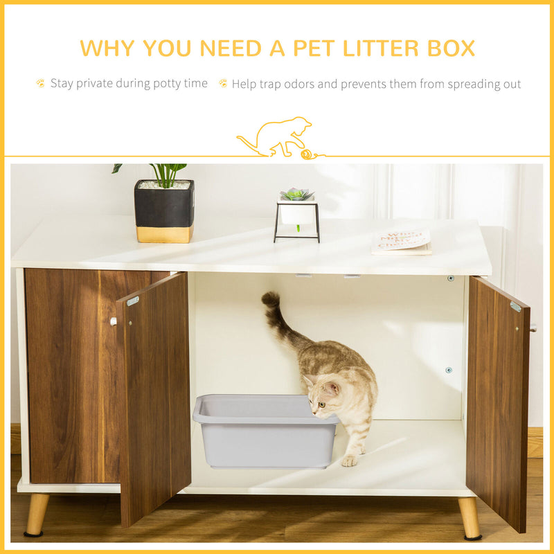 Cat Litter Box Enclosure Hidden Cat Furniture w/ Adjustable Shelf Magnetic Door 196393066720
