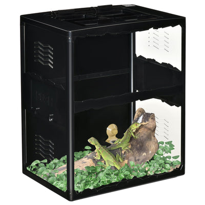 Reptile Cage Enclosure, Lizard Breeding Tank w/ Lamp Holders, Turtle, Chameleon 196393070970