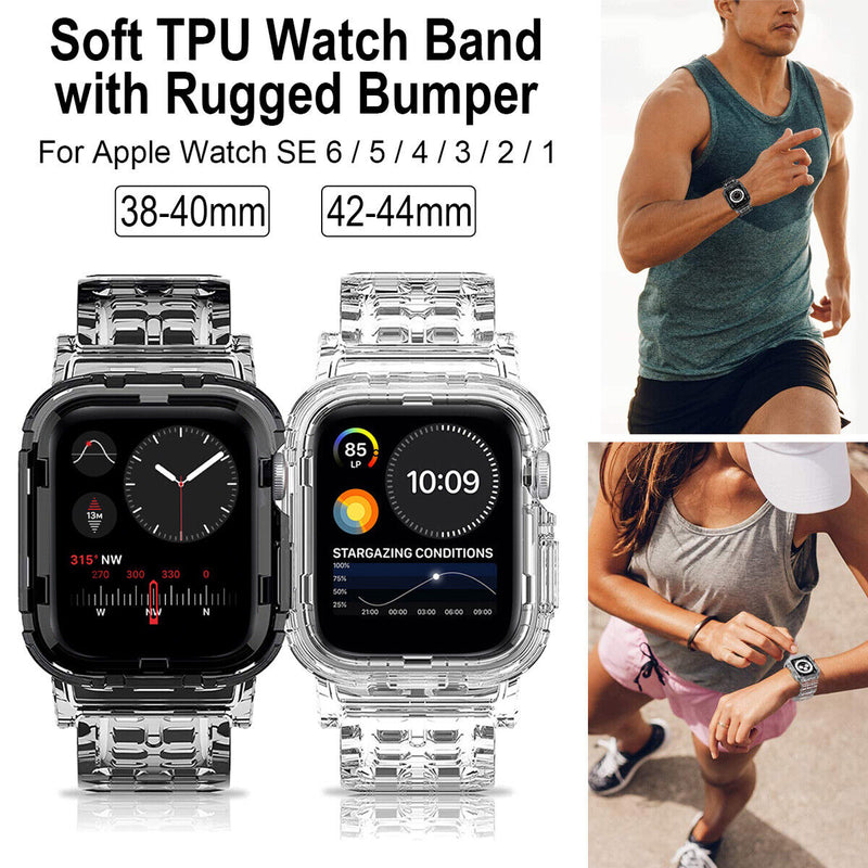 Rugged Protective Case with TPU Band Strap for Apple Watch Series 1 2 3 4 5 6 SE