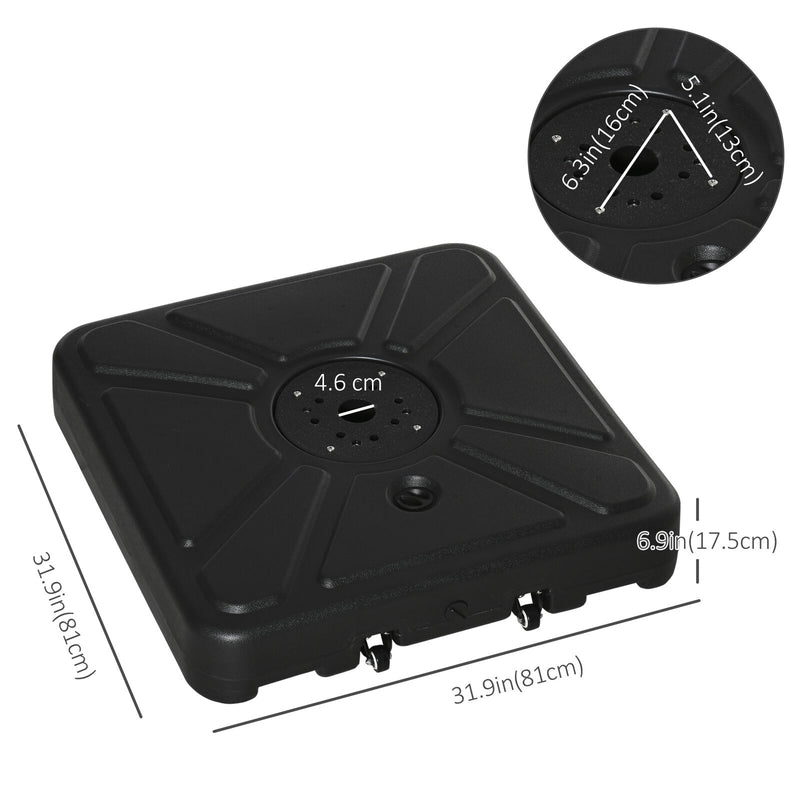 Cantilever Offset Umbrella Base Stand Fillable Umbrella Holder w/ Wheels, Black