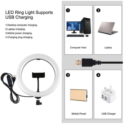Selfie Ring Light With Tripod Stand and Phone Holder LED Makeup Circle Lamp CA