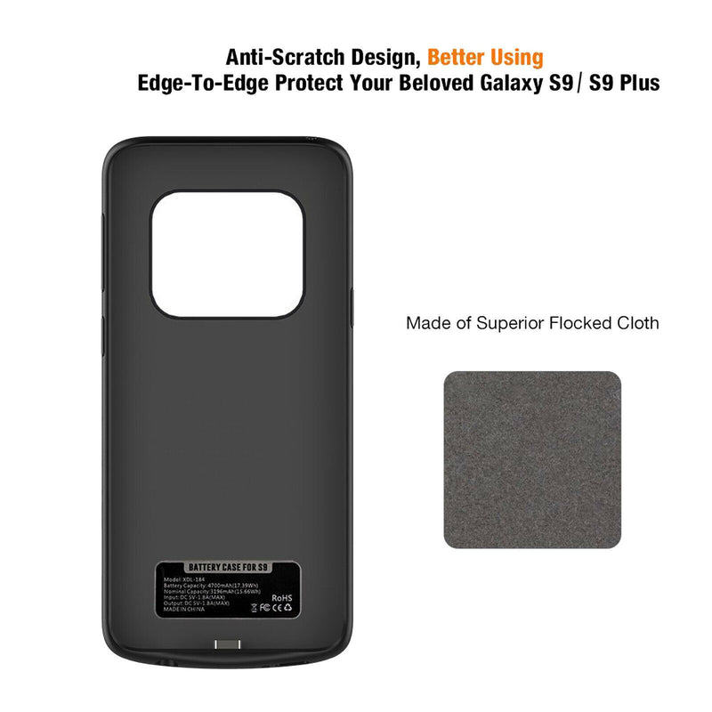 High Capacity & Slim Rechargeable Extended Charger Case for Galaxy S9 / S9 Plus