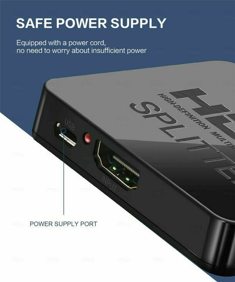 Hdmi Splitter 1 In 2 Out 1080p 4K HDCP Stripper 3D Splitter Power For HDTV PS3