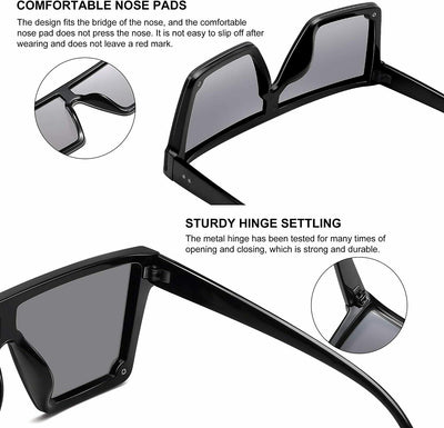 UV400 Flat Top oversized Shield Sunglasses / Trending Big Square Celeb Retro CA