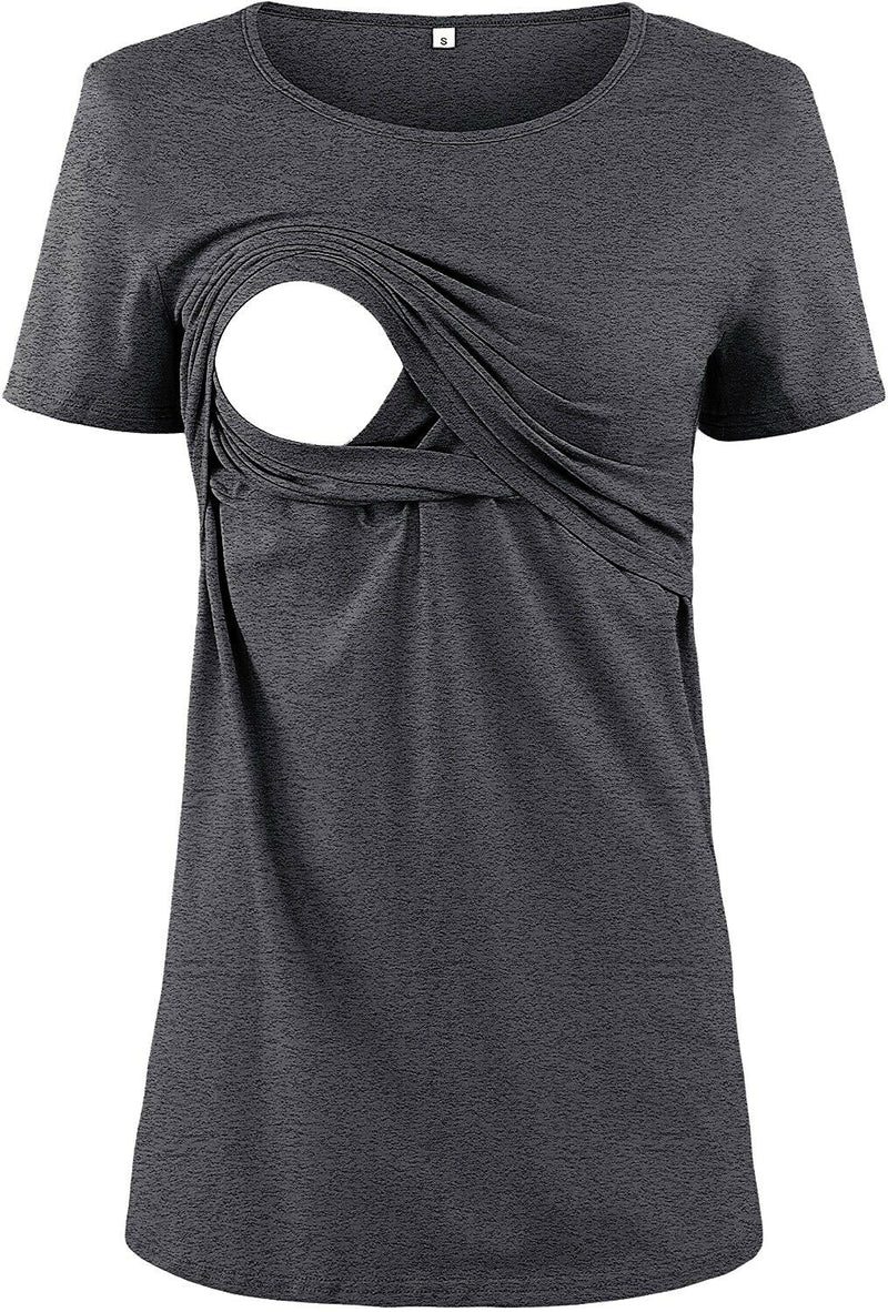 1/2Pack Nursing Tops Maternity Breastfeeding Comfy Tee Shirts Basic Style-M/L/XL