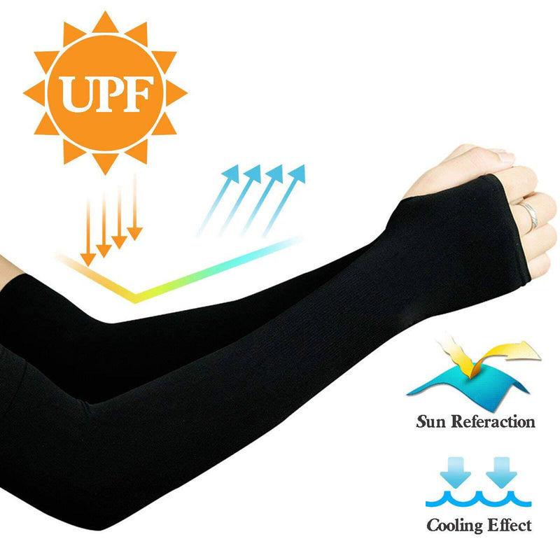 UPF 50 Sun Protection Cooling Arm Sleeves with Thumb Hole to Cover Arms, Unisex