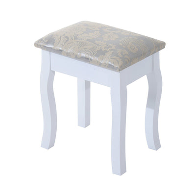 2-PC Dressing Table Set Vanity Makeup Desk Mirror Stool 5 Drawers Bedroom White