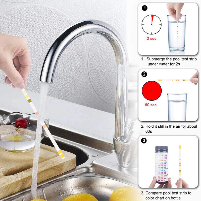 100PCS 16 IN 1 Drinking Water Test Strips Easy Quick for PH Hardness Lead Iron