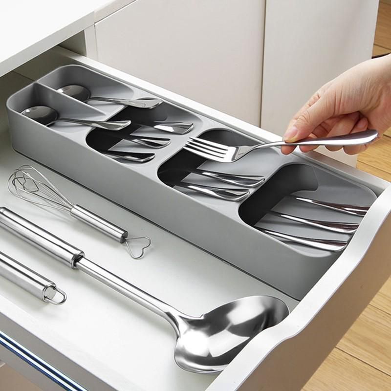 Cutlery Spoon Organiser Tray Insert Utensil Divider Kitchen Drawer Compact Box